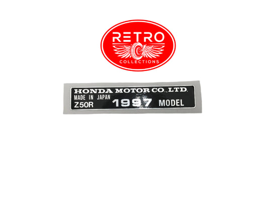 1997 Honda Z50R Frame Year Decal