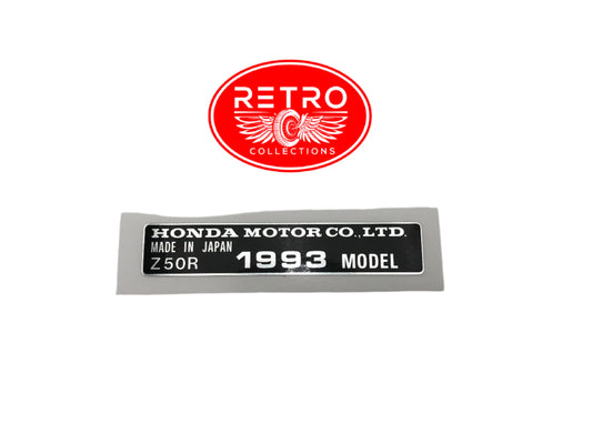 1993 Honda Z50R Frame Year Decal