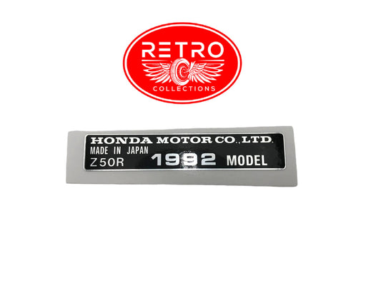 1992 Honda Z50R Frame Year Decal